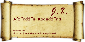 Jónás Kocsárd névjegykártya
